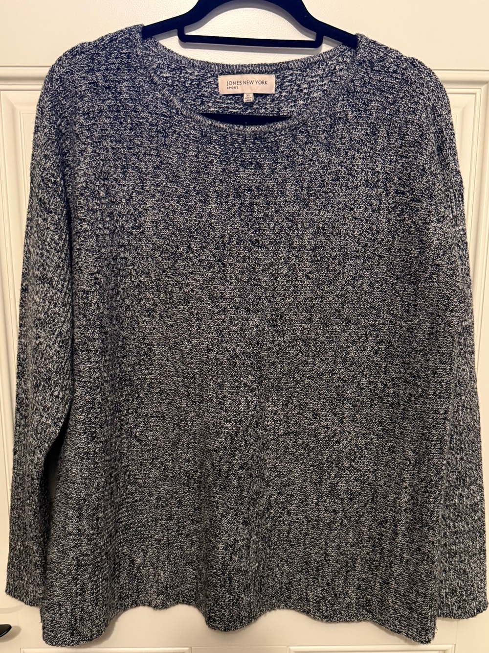 Jones New York Sport Ladies Black and White Marled Crewneck Sweater